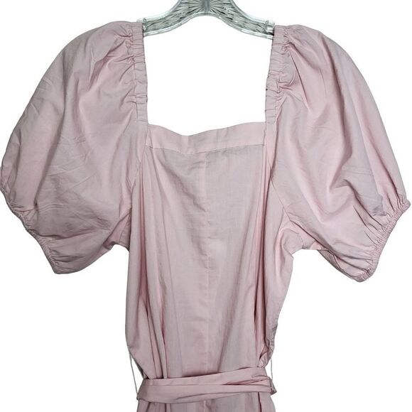 J.Crew Cottage Pink Puff Sleeves Midi Button Up Belted Dress Size XS - Picture 10 of 12